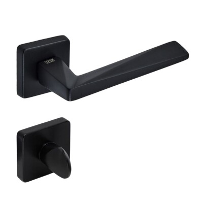 Sese Ayla Modeli Kare Rozetli Wc Kapı Kolu Siyah (200-242R-02-02) - 1