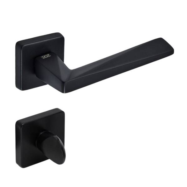 Sese Ayla Modeli Kare Rozetli Wc Kapı Kolu Siyah (200-242R-02-02) - 1