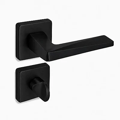 Sese Ayla Modeli Kare Rozetli Wc Kapı Kolu Siyah (200-242R-02-02) - Sese (1)