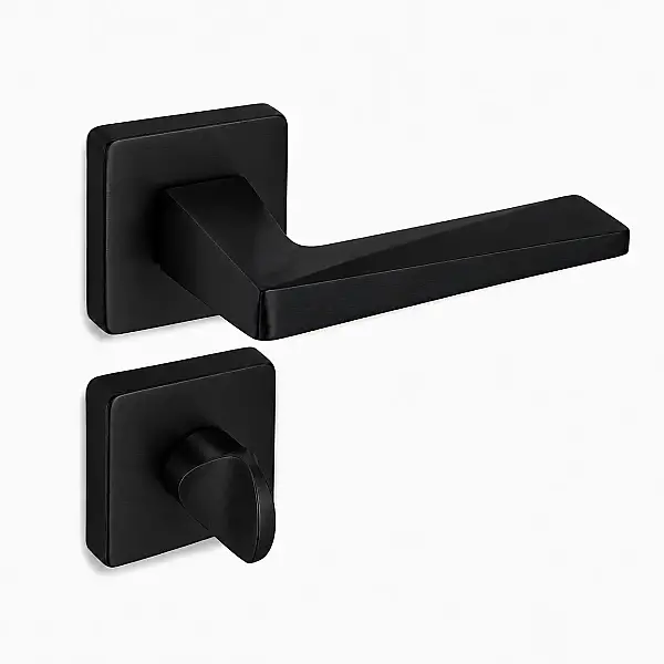 Sese Ayla Modeli Kare Rozetli Wc Kapı Kolu Siyah (200-242R-02-02) - 2