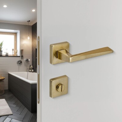 Sese Ayla Modeli Rozetli Wc Kapı Kolu Titanyum (200-242R-02-05) - 2