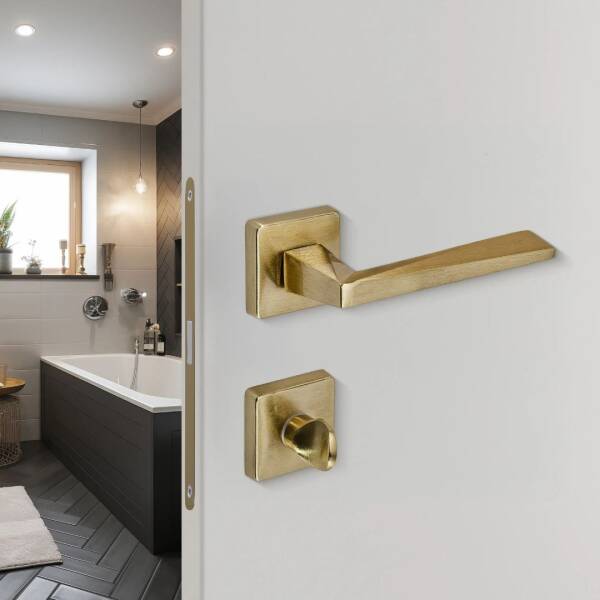 Sese Ayla Modeli Rozetli Wc Kapı Kolu Titanyum (200-242R-02-05) - 1