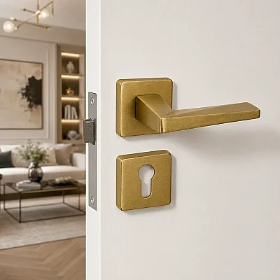 Sese Ayla Modeli Yale Rozetli Dış Kapı Kolu Titanyum (200-242R-03-05) - 1