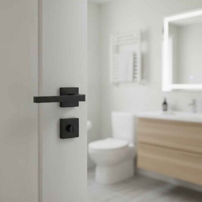 Sese Aysu Modeli Kare Rozetli Wc Kapı Kolu Siyah (200-241R-02-02) - Sese