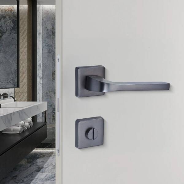 Sese Aysu Modeli Rozetli Wc Kapı Kolu Antrasit (200-241R-02-54) - 1