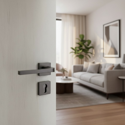 Sese Aysu Modeli Yale Rozetli Dış Kapı Kolu Antrasit (200-241R-03-54) - Sese