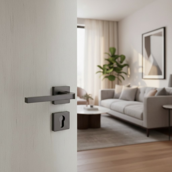 Sese Aysu Modeli Yale Rozetli Dış Kapı Kolu Antrasit (200-241R-03-54) - 1