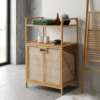 Sese Bambu Büyük Boy Raflı Çamaşır Sepeti (PNL-B9193 PC) - 1