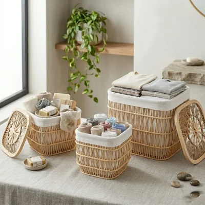 Sese Bambu Kare Çamaşır Sepeti Küçük (PNL-BC1005 S) - 1