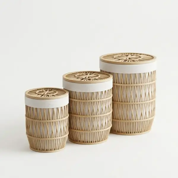 Sese Bambu Yuvarlak Çamaşır Sepeti Large (PNL-BC1004 L) - 1