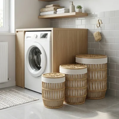 Sese Bambu Yuvarlak Çamaşır Sepeti Large (PNL-BC1004 L) - SESE (1)