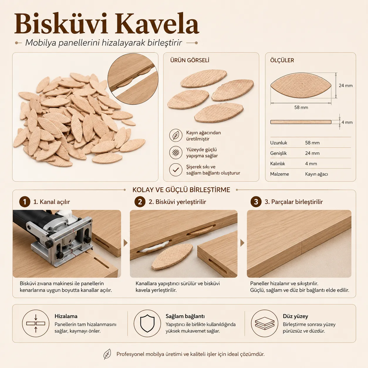 Sese Bisküvi Ahşap Kavela 4mm 1000 Adet (603-06) - 5