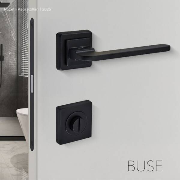 Sese Buse Modeli Rozetli Wc Kapı Kolu Siyah (200-215R-02-02) - 1