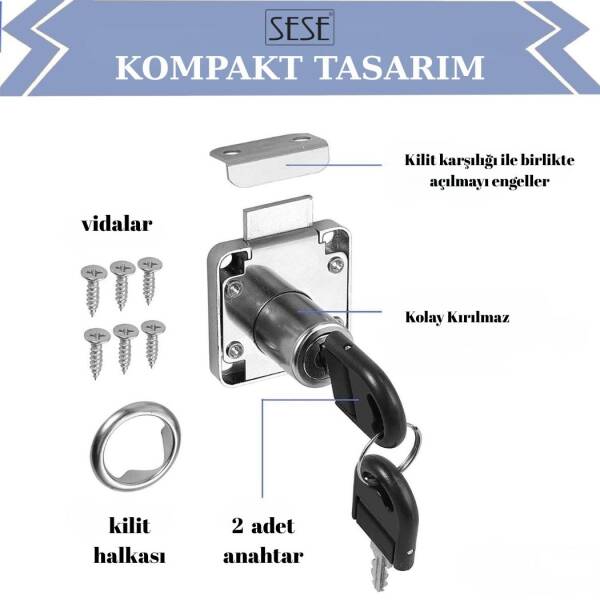 Sese Çekmece Kilidi Anahtarı Kırılan Kilit (805-01-02-19) - 4