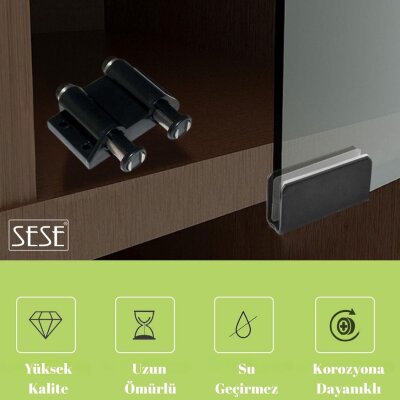 Sese Mıknatıslı Cam Kapak İtici Çiftli Cam Çıtçıtı (SS802-12) - 4