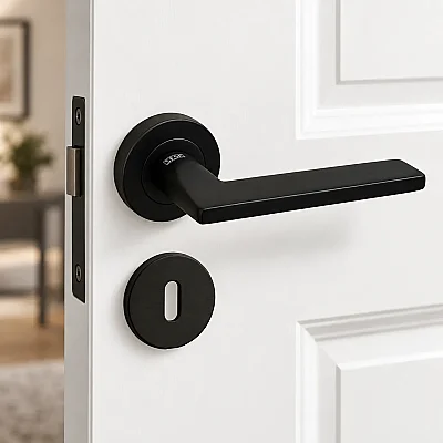 Sese Defne Modeli Rozetli Wc Kapı Kolu Siyah Renk (200-212R-02-02) - 1