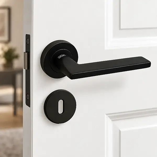 Sese Defne Modeli Rozetli Wc Kapı Kolu Siyah Renk (200-212R-02-02) - 1