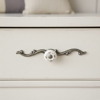 Tomurcuk Porselen Düğme Kulp Antik Gümüş/Beyaz (198-42-D-20) - Tomurcuk Porselen