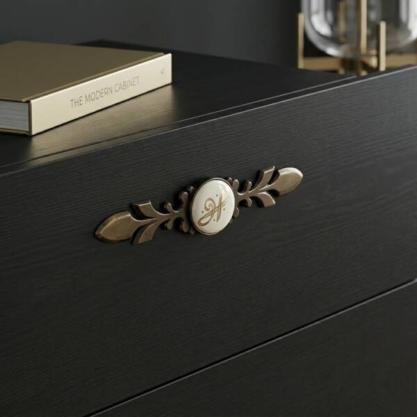 Tomurcuk Porselen Düğme Mobilya Kulbu Antik Sarı/Beyaz (198-38-D-94) - 1