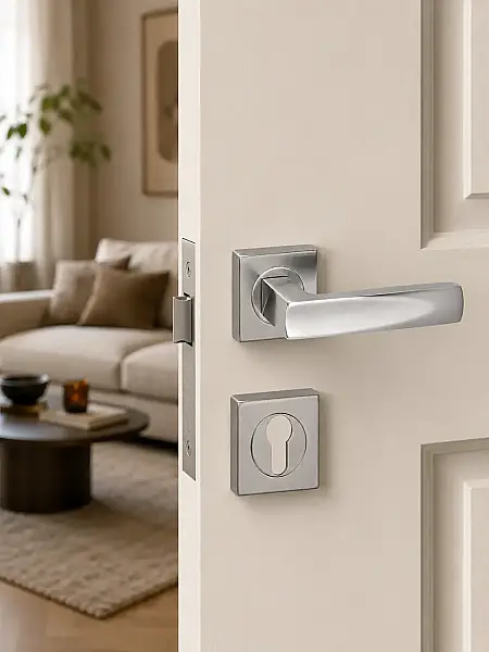 Sese Duru Modeli Yale Rozetli Dış Kapı Kolu Inox Renk (200-203R-03-53) - 1