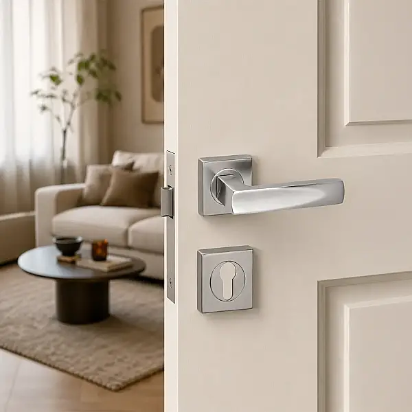 Sese Duru Modeli Yale Rozetli Dış Kapı Kolu Inox Renk (200-203R-03-53) - 1