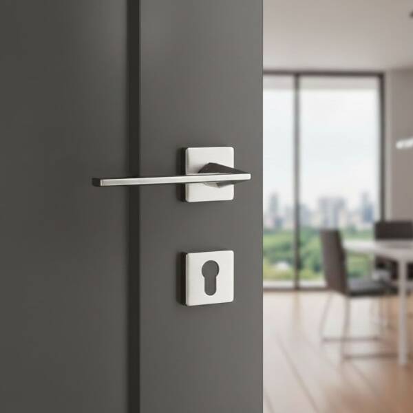 Sese Eliz Modeli Yale Rozetli Dış Kapı Kolu Inox Renk (200-201R-03-53) - 1