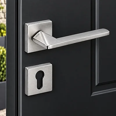Sese Eliz Modeli Yale Rozetli Dış Kapı Kolu Inox Renk (200-201R-03-53) - 1