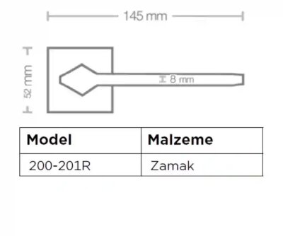 Sese Eliz Modeli Yale Rozetli Dış Kapı Kolu Krom Renk (200-201R-03-18) - 2