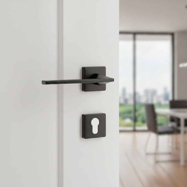 Sese Eliz Modeli Yale Rozetli Dış Kapı Kolu Siyah Renk (200-201R-03-02) - 1