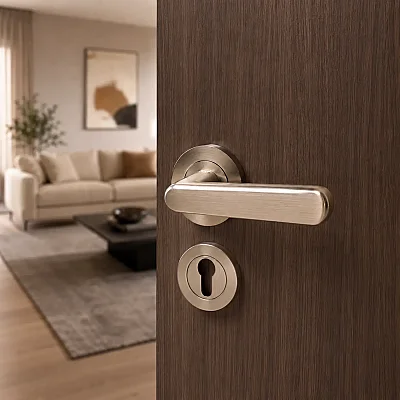 Sese Esin Modeli Yale Rozetli Dış Kapı Kolu Inox Renk (200-261R-03-53) - 1