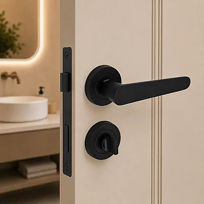 Sese Evin Modeli Rozetli Wc Kapı Kolu Siyah (200-243R-02-02) - 1