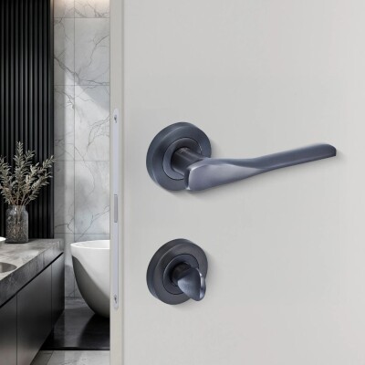 Sese Ezgi Modeli Rozetli Wc Kapı Kolu Antrasit (200-240R-02-54) - 2