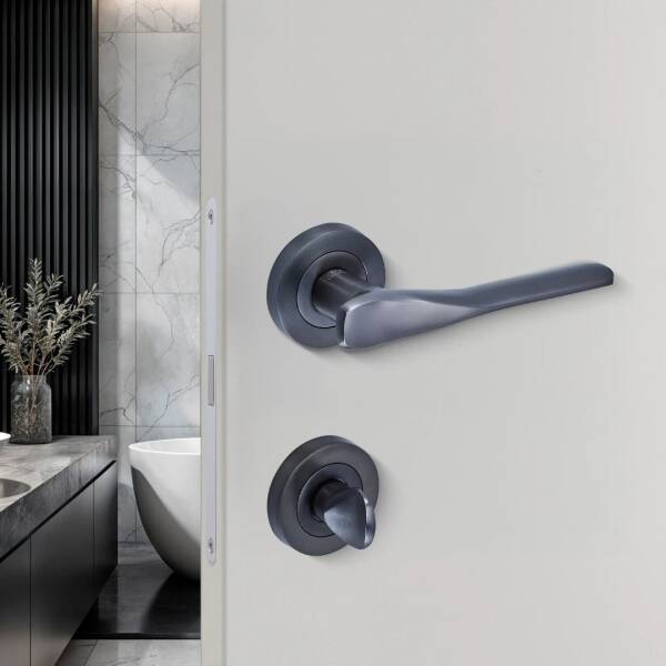 Sese Ezgi Modeli Rozetli Wc Kapı Kolu Antrasit (200-240R-02-54) - 2
