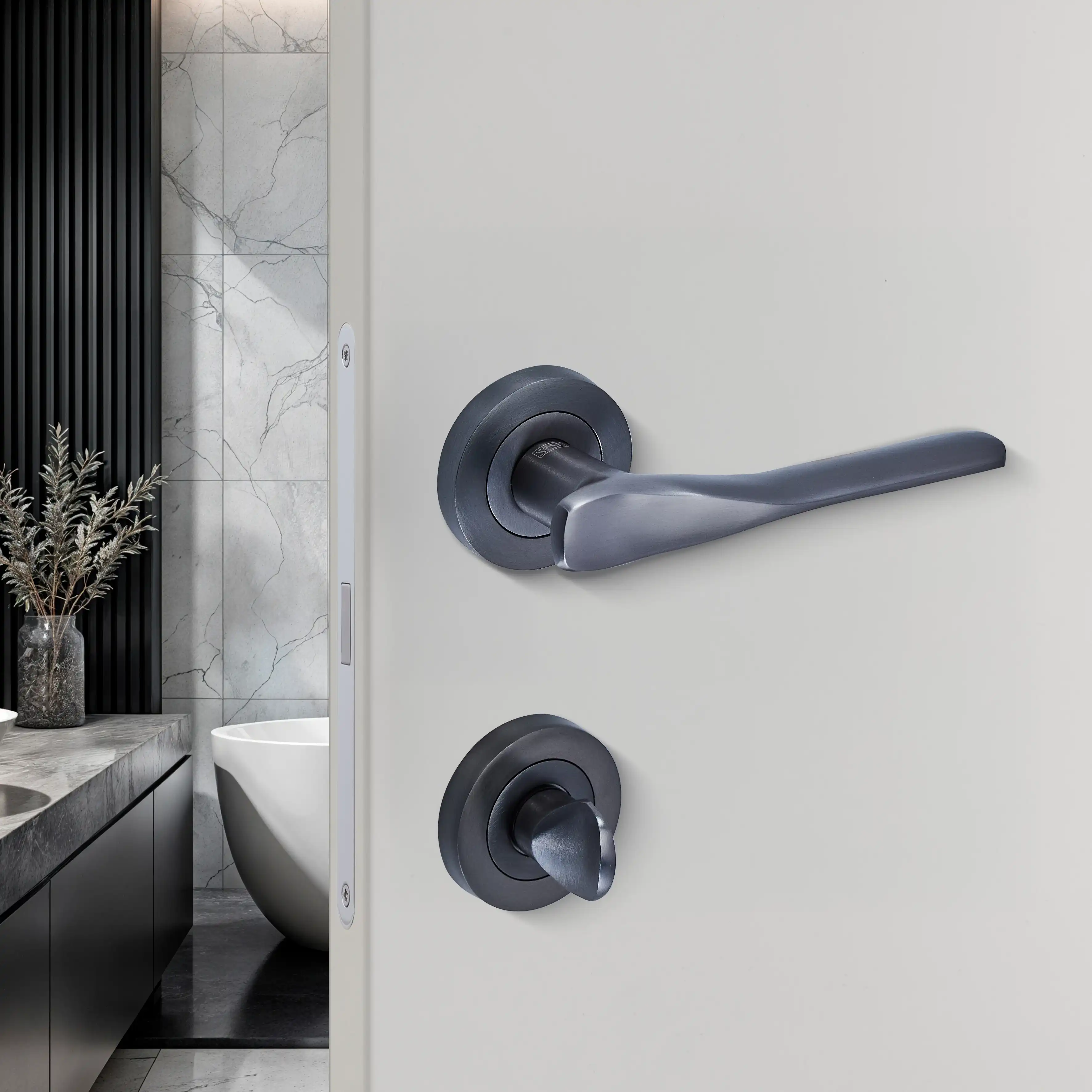 Sese Ezgi Modeli Rozetli Wc Kapı Kolu Antrasit (200-240R-02-54) - 2