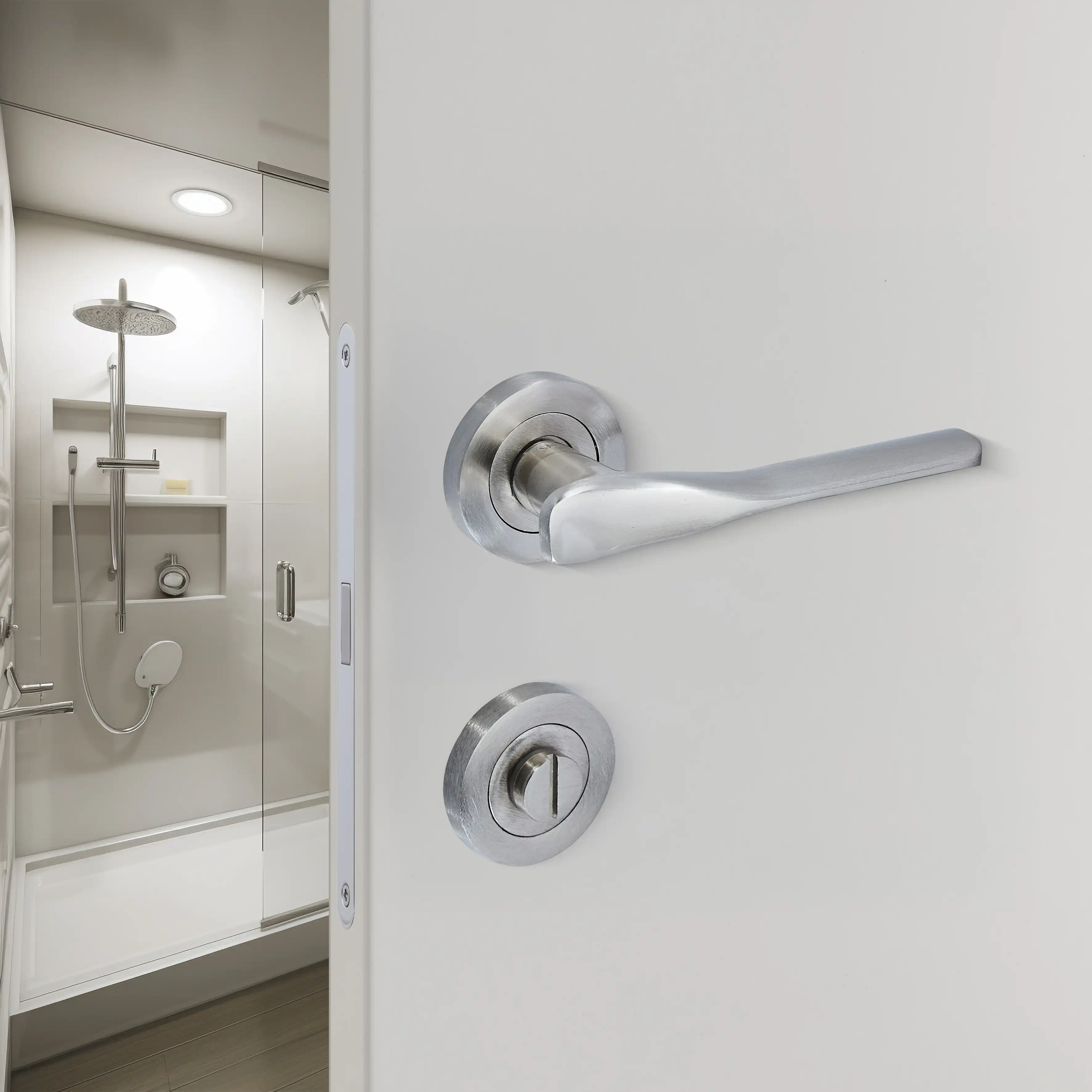 Sese Ezgi Modeli Rozetli Wc Kapı Kolu Nikel Saten (200-240R-02-53) - 1