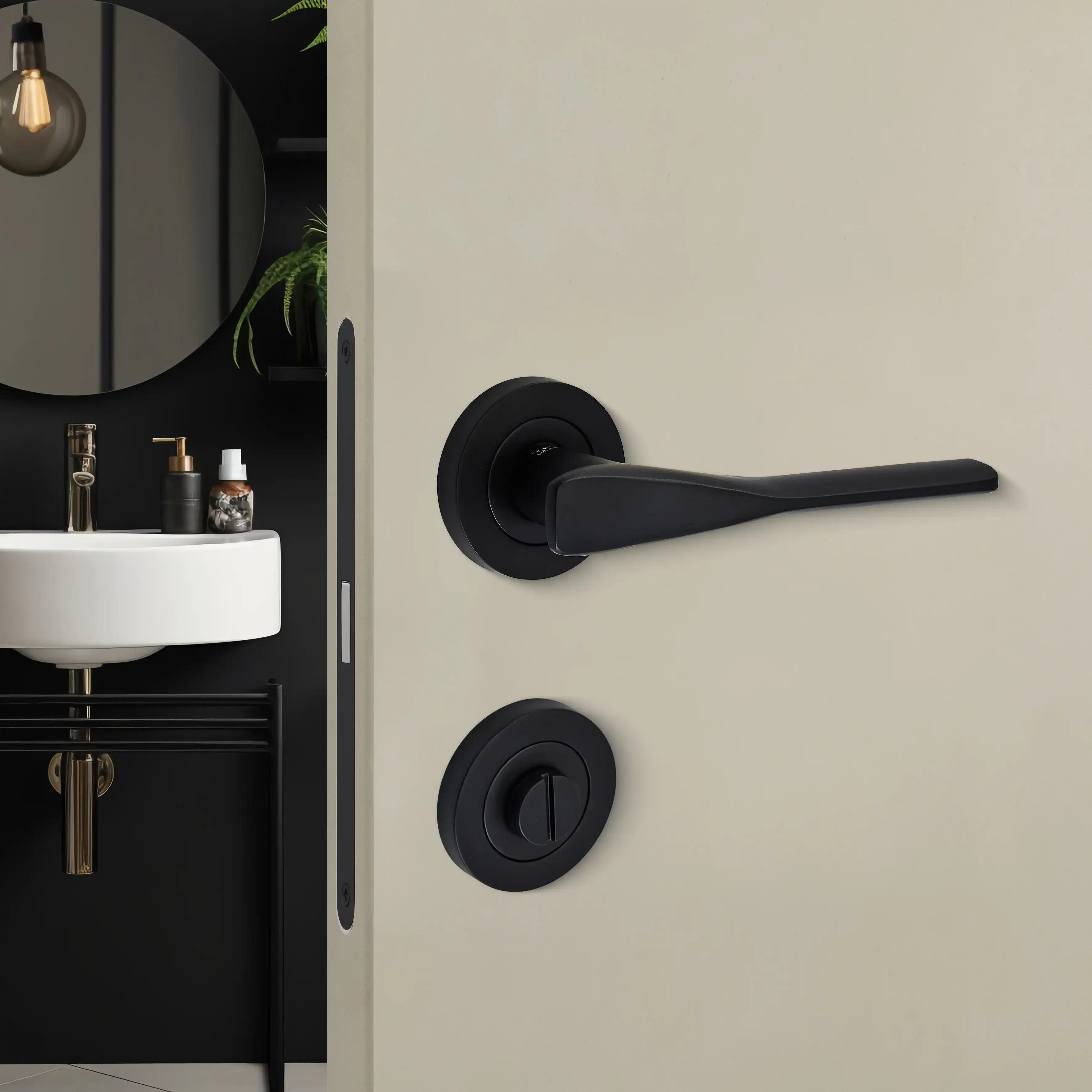 Sese Ezgi Modeli Rozetli Wc Kapı Kolu Siyah (200-240R-02-02) - 1