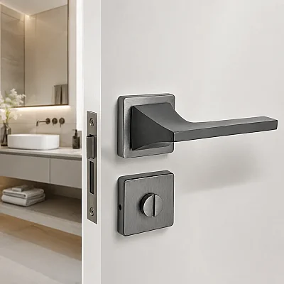 Sese Ilgın Modeli Kare Rozetli Wc Kapı Kolu Antrasit Renk (200-231R-02-54) - 1