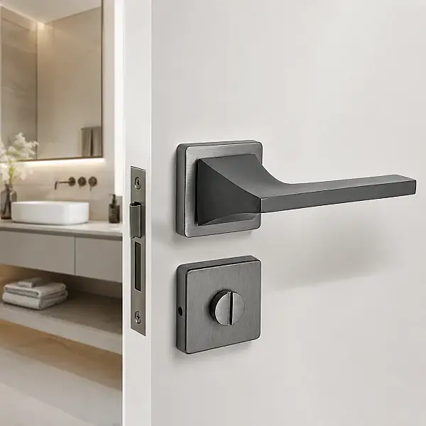 Sese Ilgın Modeli Kare Rozetli Wc Kapı Kolu Antrasit Renk (200-231R-02-54) - 1