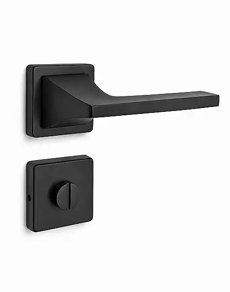 Sese Ilgın Modeli Kare Rozetli Wc Kapı Kolu Siyah Renk (200-231R-02-02) - 2
