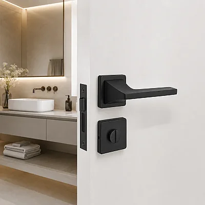 Sese Ilgın Modeli Kare Rozetli Wc Kapı Kolu Siyah Renk (200-231R-02-02) - 1