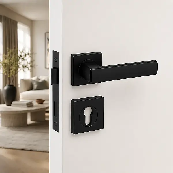 Sese Jale Modeli Yale Rozetli Dış Kapı Kolu Siyah Renk (200-213R-03-02) - 1