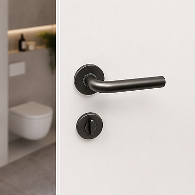 Sese Seda Modeli Yuvarlak Rozetli Wc Kapı Kolu Antrasit (200-236R-02-54) - Sese