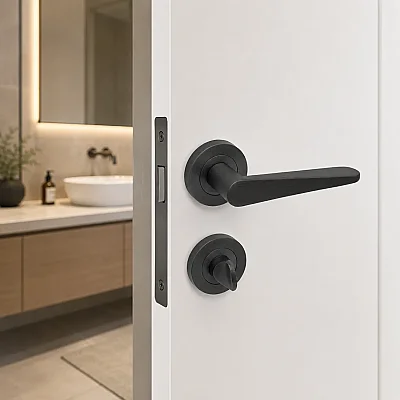 Sese Zara Modeli Yuvarlak Rozetli Wc Kapı Kolu Antrasit (200-223R-02-54) - 1