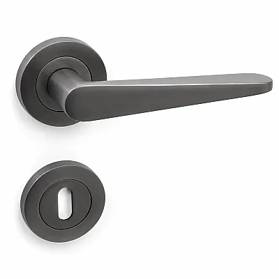 Sese Zara Modeli Yuvarlak Rozetli Oda Kapı Kolu Antrasit (200-223R-01-54) - Sese (1)