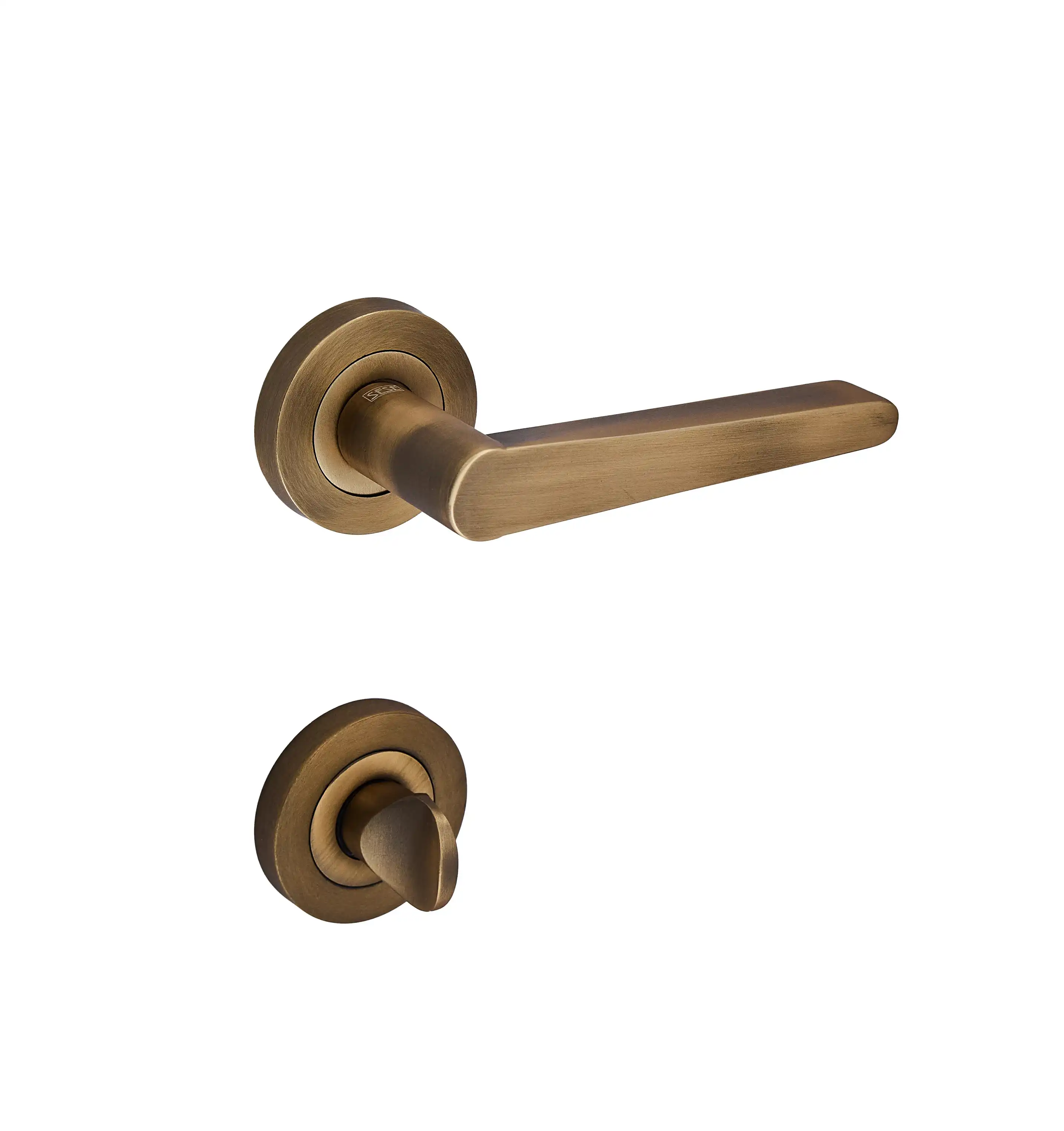 Sese Zara Modeli Yuvarlak Rozetli Wc Kapı Kolu Antik Sarı (200-223R-02-94) - 4