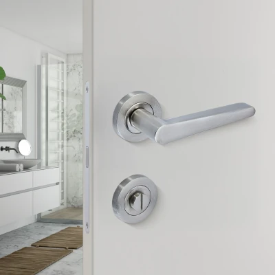 Sese Zara Modeli Yuvarlak Rozetli Wc Kapı Kolu Saten (200-223R-02-53) - 2