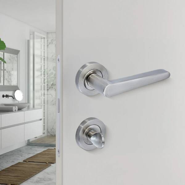 Sese Zara Modeli Yuvarlak Rozetli Wc Kapı Kolu Saten (200-223R-02-53) - 1