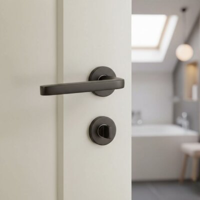 Sese Sude Modeli Yuvarlak Rozetli Wc Kapı Kolu Siyah (200-237R-02-02) - Sese (1)