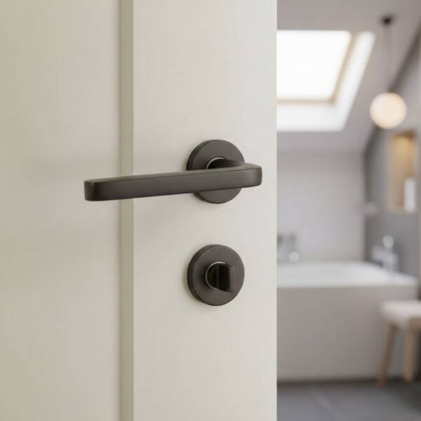 Sese Sude Modeli Yuvarlak Rozetli Wc Kapı Kolu Siyah (200-237R-02-02) - 2