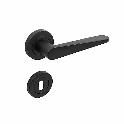 Sese Zara Modeli Yuvarlak Rozetli Oda Kapı Kolu Siyah (200-223R-01-02) - Sese (1)